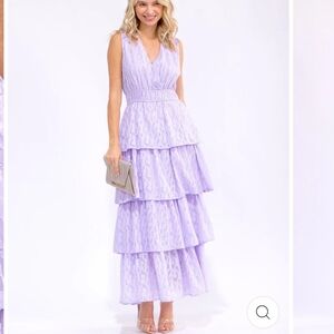 Elegant Lavender Tiered Maxi Dress